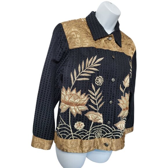 Alex Kim Embroidered Brocade Artsy Button Jacket Womens S Mature Office - Picture 9 of 16